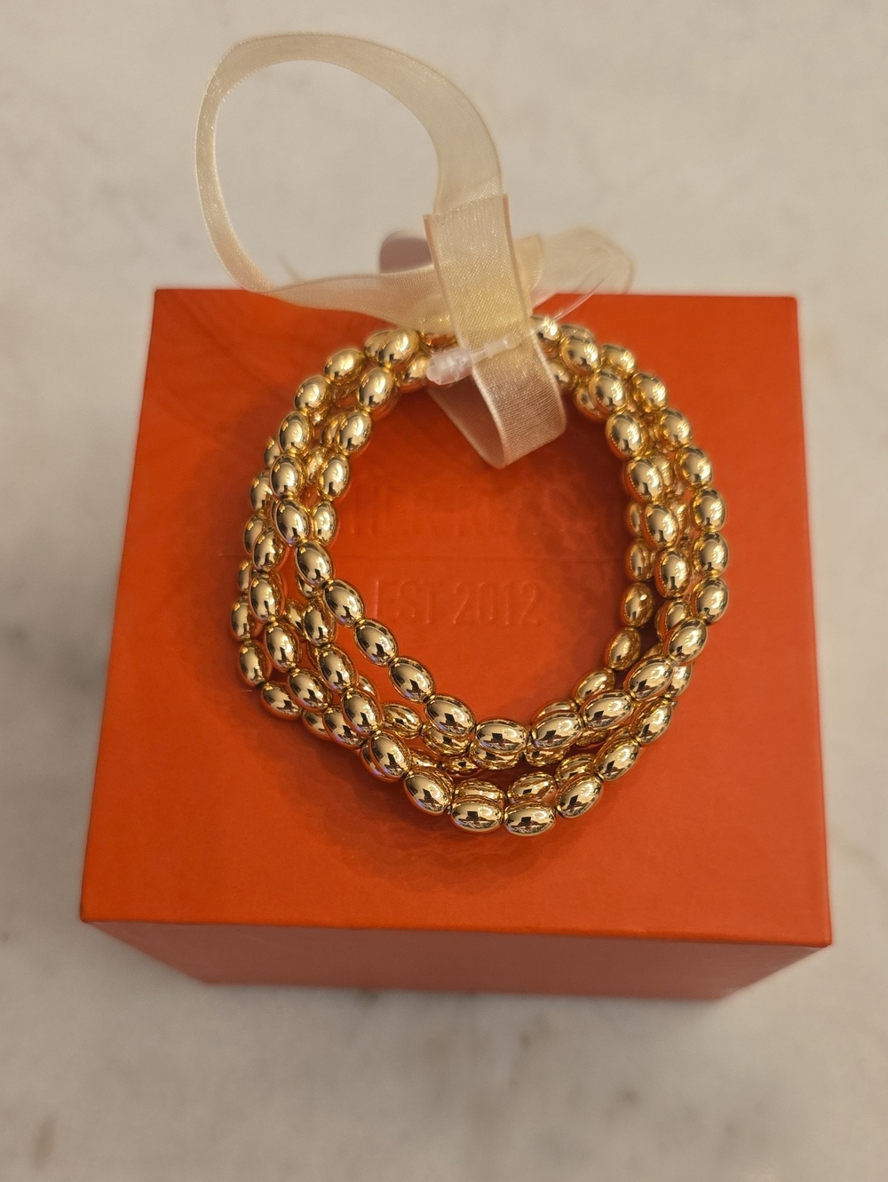New With Tags And Box 8 Other Reasons Gold Tone Stack, Stretch Bracelets